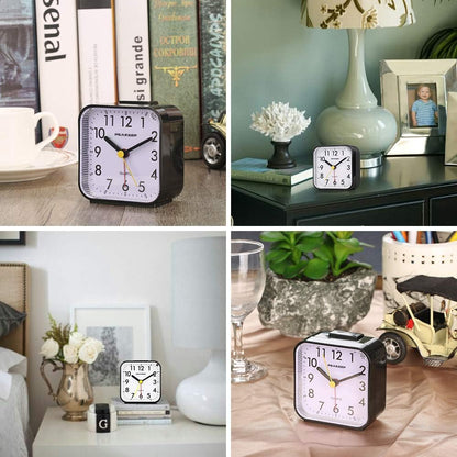 Peakeep Small Battery Operated Analog Travel Alarm Clock Silent