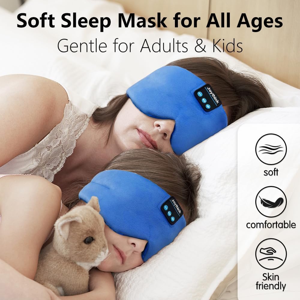 Joythink Sleep Headphones Bluetooth Sleep Mask Silk Headband Earphones Bluetooth Eye Mask for Sleeping On Side Blackout Soft Sleep Earphones Music Kids Children Eye Cover Purple