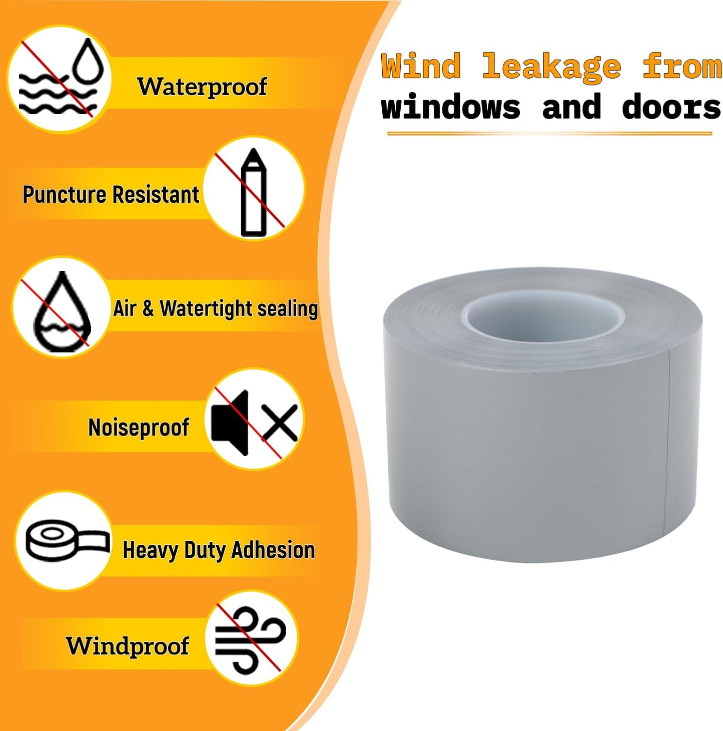 Qoqooice Transparent Window Weather Sealing Tape 2 Inch x 33 FT Weather Stripping Residue-Free Clear Window Insulation Tape for Doors Windows and Shower Glass Gaps