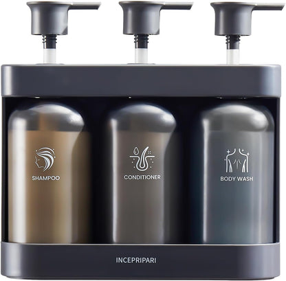 Shampoo Dispense for Shower, Shower Soap Dispenser Wall Mounted, Shower Dispenser 3 Chamber No Drill, Shampoo and Conditioner Dispenser for Bathroom Hotel, Shower Shampoo Dispenser 3 Chamber, Black