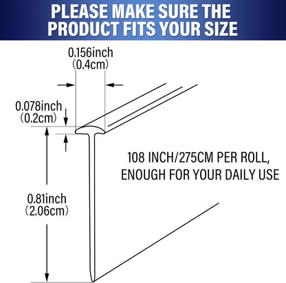 Treela 108-Inch 1" T-Slot Shower Door Seal Strip | Flexible silicone blocks leaks/splashes and replace old, cracked, loose, or missing door sweeps