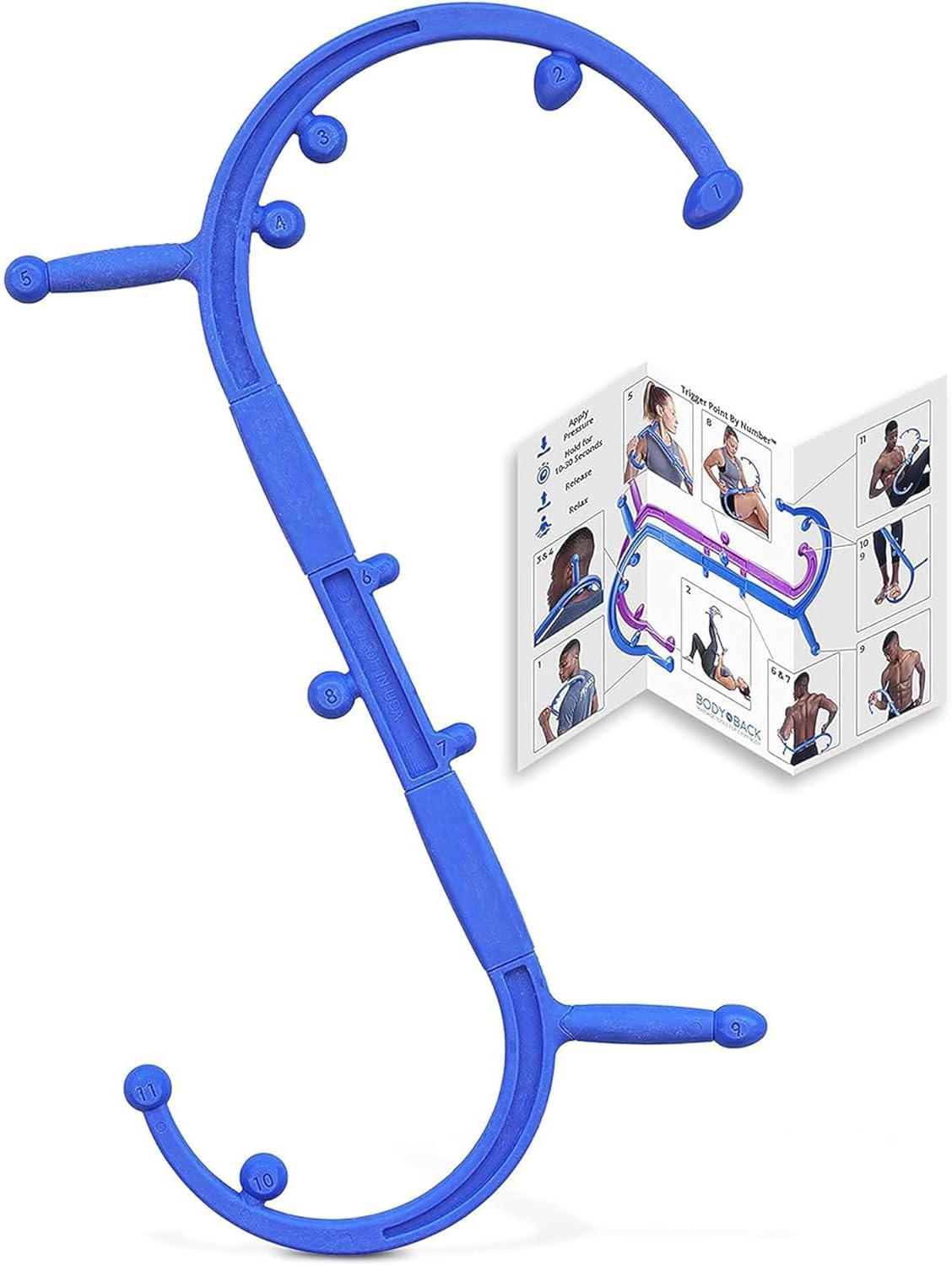 Body Back Buddy Classic Back Massager & Neck Massager for Pain Relief, Blue | USA Made Dual Massage Hooks For Back, Shoulder, And Neck, Muscle Knot Remover For Trigger Point Therapy And Full Body Relief