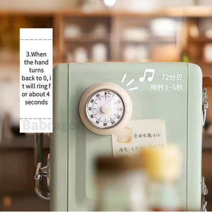 Visual Timer, 60-Minute Magnetic Mechanical Kitchen Timer Green | Stainless Steel Manual Countdown Timer with Loud Alarm for Cooking, Fitness, Office