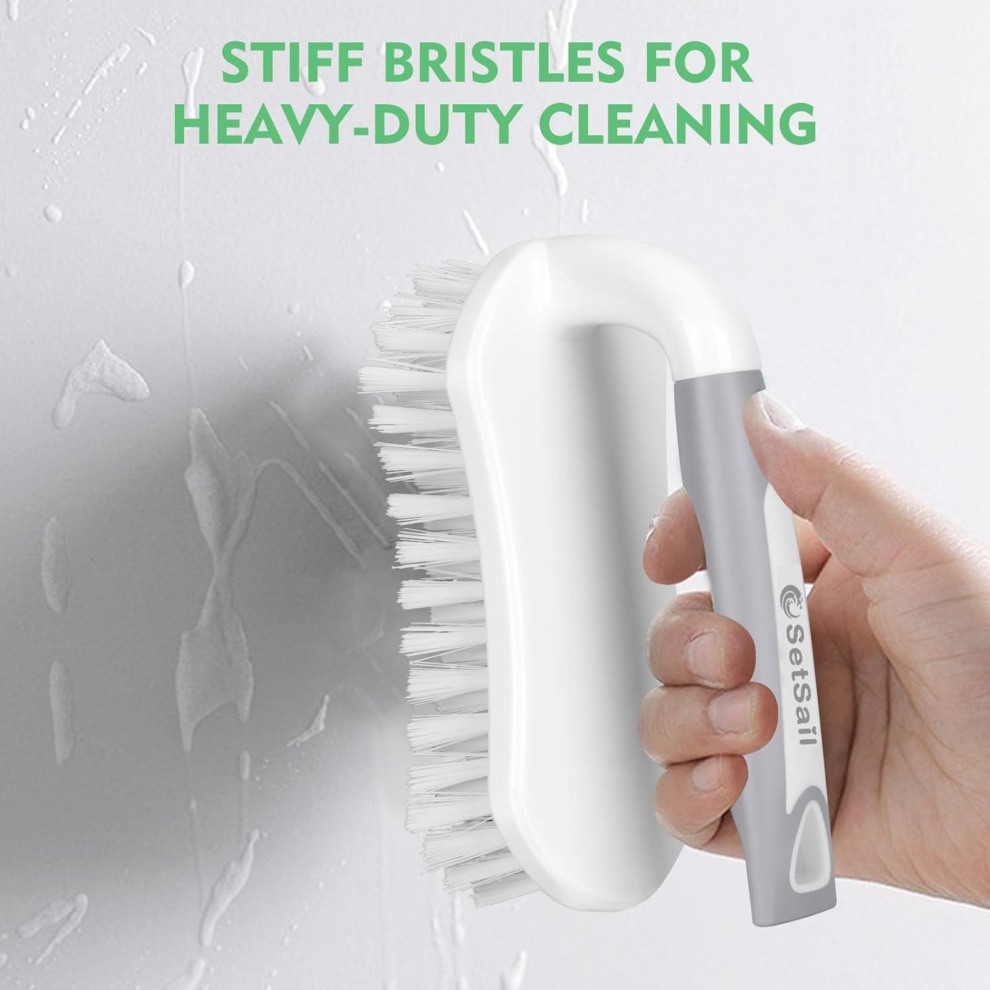 SetSail Scrub Brush, Heavy-Duty Scrub Brushes for Cleaning with Stiff Bristles Cleaning Brush for Shower, Bathroom, Carpet, Kitchen and Bathtub Scrubber - 2 Pack | Durable Bristles Ergonomic Non-Slip Tpr Grip. U-Style Hanging Loop for Storage. Use for
