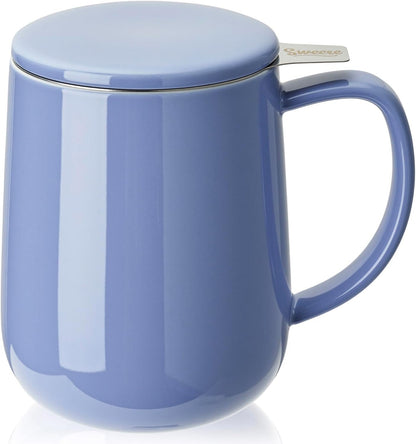 Sweese 20 OZ Porcelain Tea Mug with Infuser and Lid, Loose Leaf Tea Cup, Gifts for Tea Lover - Mint Green