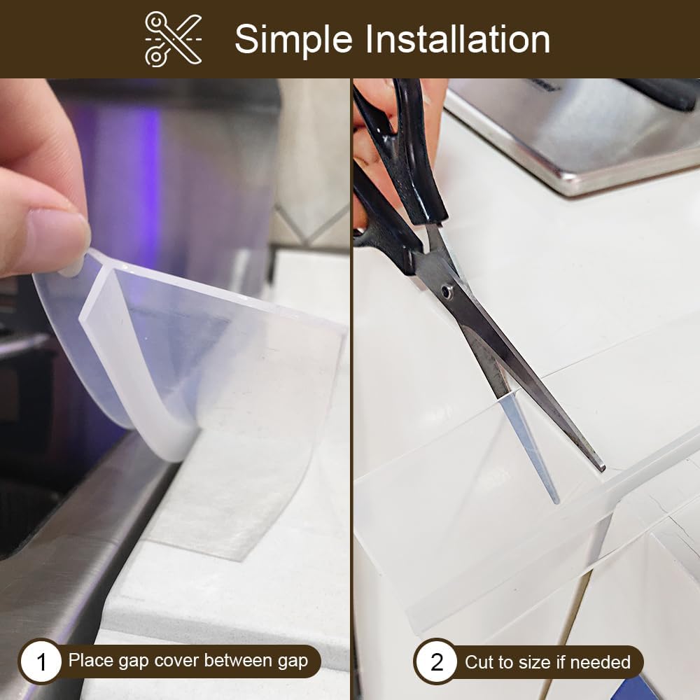 Silicone Stove Counter Gap Cover 30 Inch Side Range Gap Filler 2 Pack Black | Extra long kitchen stove gap covers, 0.2-1 inch gap, heavy 10 oz, cut to size, oven crack guards between stove and counter