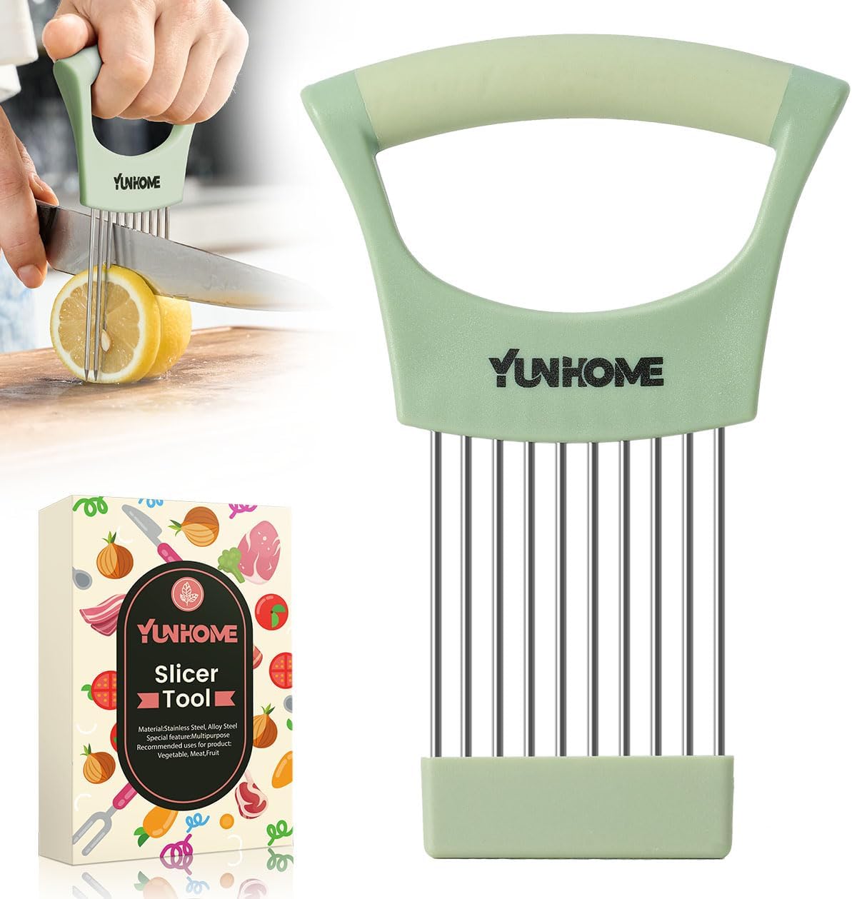 Onion Holder for Slicing | Onion Slicer Holder | Tomato Cutter for Slicing of Lemon Avocados Eggs and Fruit, Multifunctional Vegetable Chopper, Home Essentials & Kitchen Gadgets Tool for Food Prep