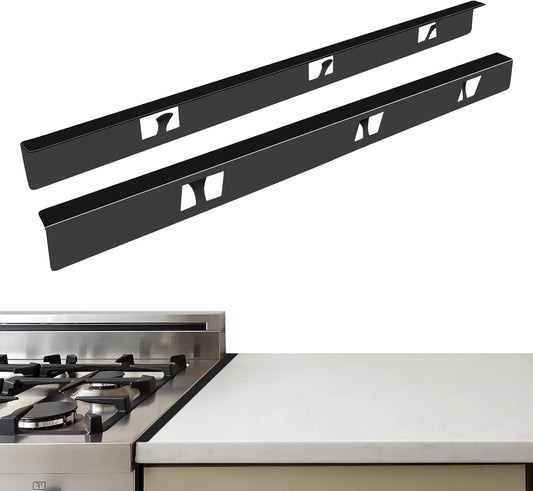 Stove Gap Covers,Stove Gap Filler, Range Trim Kit, Stove Gap Guards, Heat Resistant and Easy to Clean （Aluminum Black 23.4 in.）