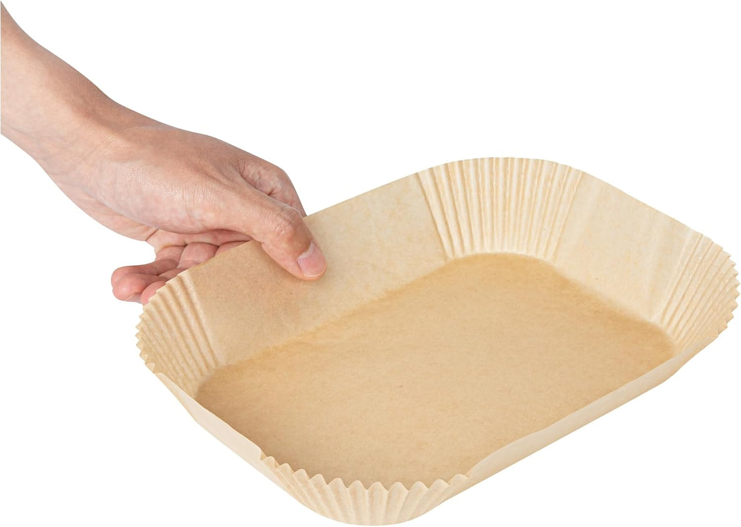 Restaurantware-Pastry Tek 8.1 x 5.5 x 1.8 Inch Air Fryer Liners, 100 Rectangle Air Fryer Baskets - No-Stick Silicone Coating, Unbleached, Food-Grade Paper Liners, For Steamer, Microwave, Oven