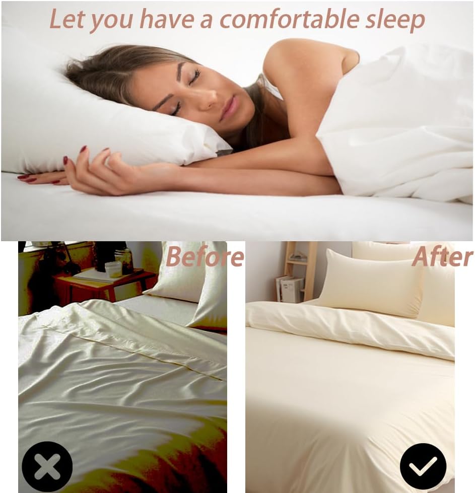 Sheet Clips to Secure Bed Sheets,snap-on Sheet Fasteners.Easy Installation | Lock Sheet Holders, Heavy Duty mattress straps to hold sheets in place, Durable Anti-Slip Teeth, Transparent Fixing Plate