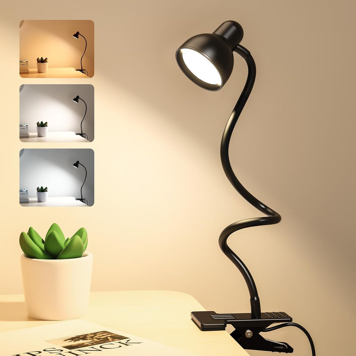 Clip on Reading Light for Bed 3 Color Modes Teal