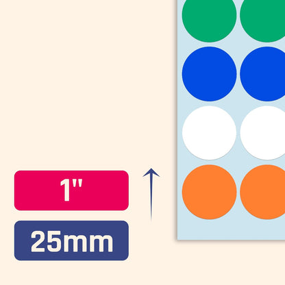600 Pack, 1" Round Colored Dot Stickers Labels - 6 Colors