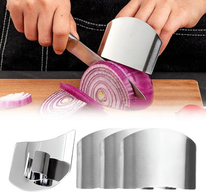 Promifun Finger Guards for Cutting, 4 Pcs Stainless Steel Finger Protector for Cutting Food, Knife Guard, Chopping Protector for Dicing and Slicing in Kitchens