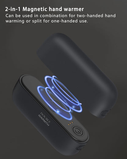 AI Magnetic Split Hand Warmers 2 Pack, 10000mAh Rechargeable Electric Hand Warmer,AI Intelligent Chip Temperature Control,16H Long-lasting Safe Heating,Pocket Hand Warmer for Traveling,Hiking,Camping.