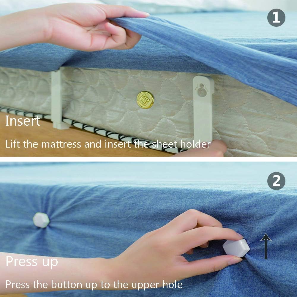 4 Pieces Sheet Holders - New Approach for Keeping Your Sheets On Your Mattress - No Elastic Straps or Clips. Easy Install