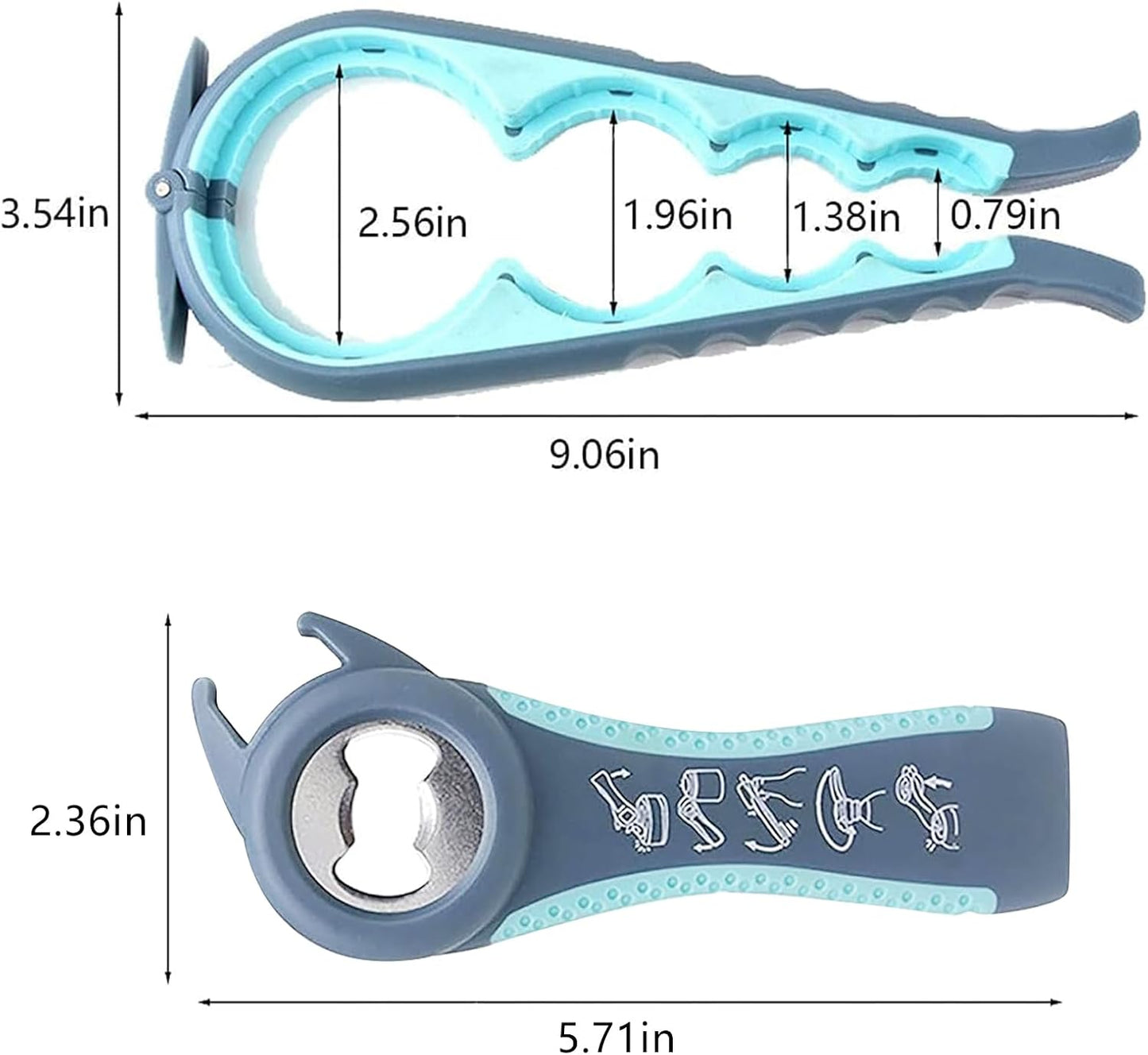 Jar Opener for Seniors with Arthritis,Jar Opener for Weak Hands,5-in-1 Bottle Opener,4-in-1 Can Opener (A-Blue)