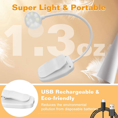 KTEBO 2 Pack Rechargeable Book Light Clip-On Reading Light for Books in Bed | 9 eye-friendly modes from 3 color temperatures and 3 brightness, USB-C up to 30 hrs - Black & Black