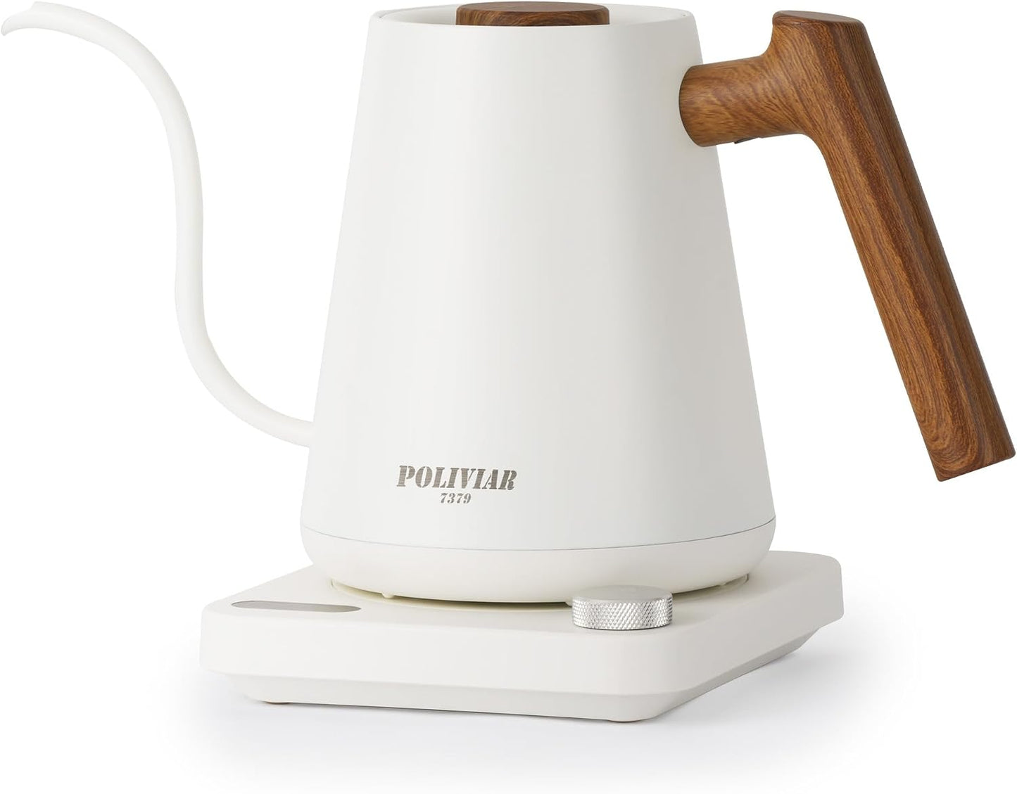 POLIVIAR Electric Gooseneck Kettle, 1350W Electric Tea Kettle Wood Pattern Handle, 34oz Pour Over Electric Kettle for Coffee & Tea, 18/8 Stainless Steel Inner, Temperature Control & Rapid Heating | 1350W, 34oz Pour Over Electric Tea Kettle for Coffee &