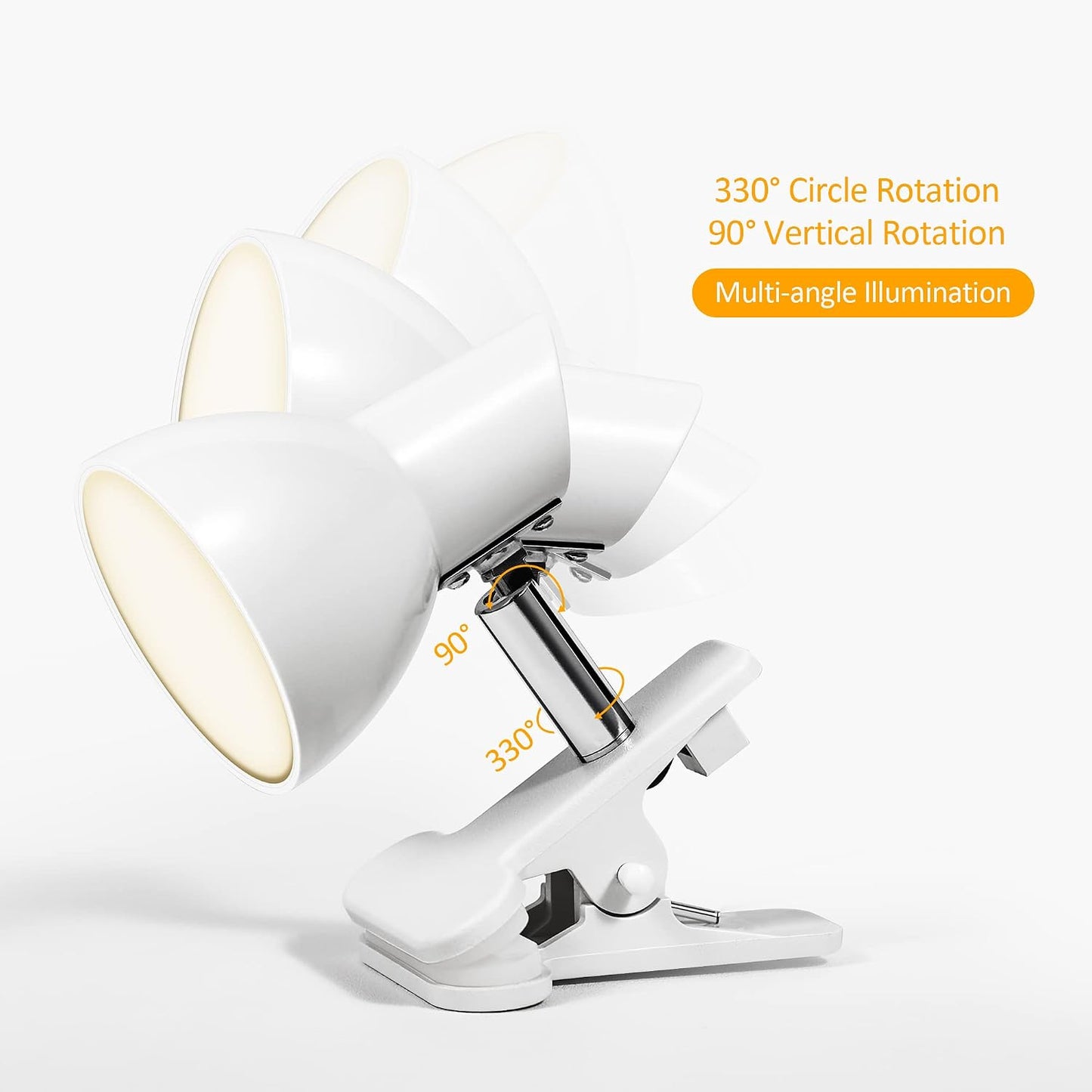 Clamp Light, Super Bright Clip Lamp for Book Reading in Bed Headboard Light, Easy to Attach Illumination Powerful Small Compact Clamp Lamp Black