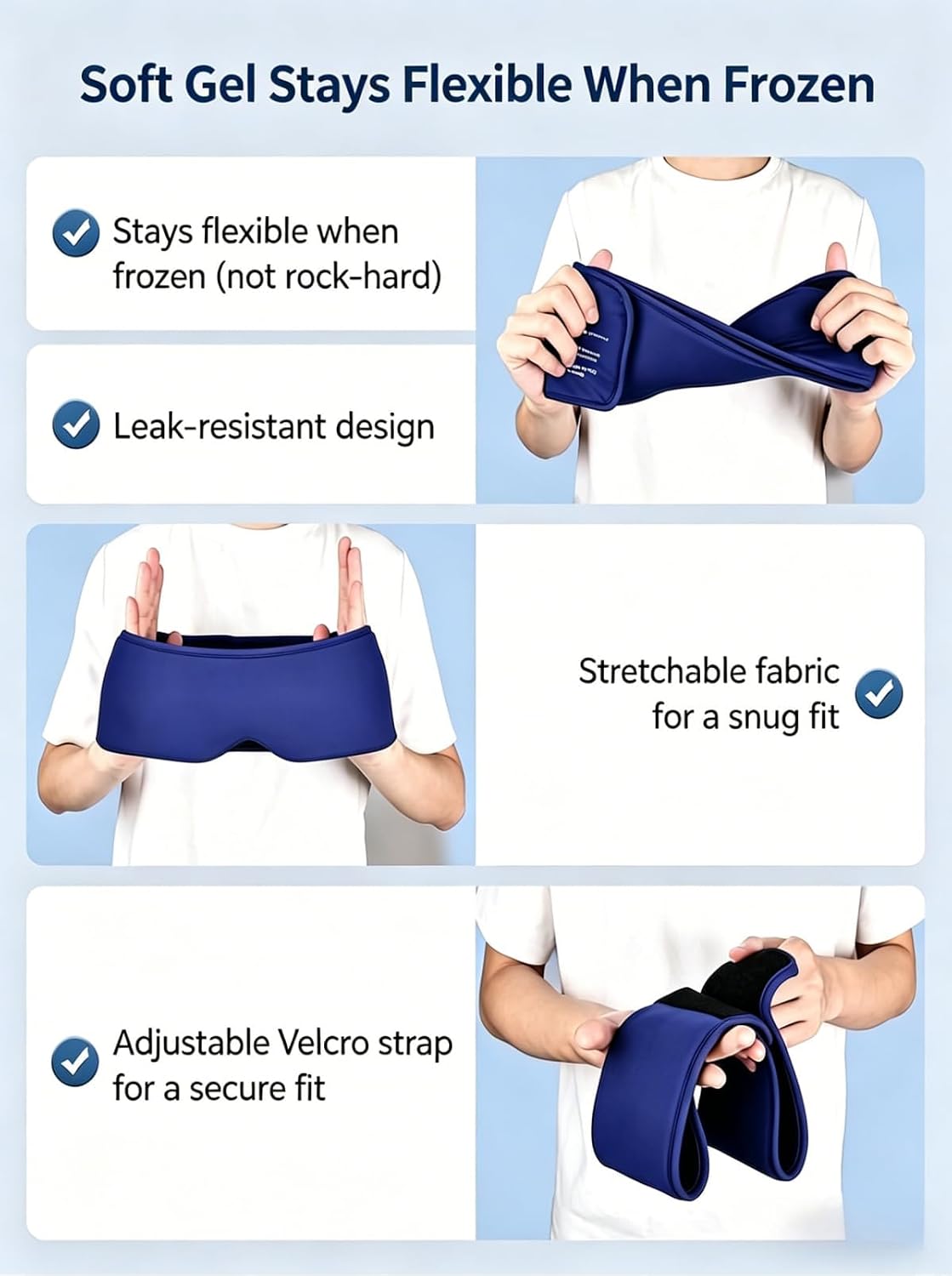 Cooling Gel Eye Mask for Puffy Eyes, Migraine & Headache Relief, Full Eye-Area Cold Compress for Eyes & Temples, FSA Eligible HSA Reusable Eye Ice Pack for Swelling & Post-Surgery Recovery