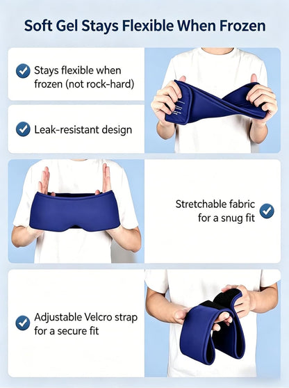 Cooling Gel Eye Mask for Puffy Eyes, Migraine & Headache Relief, Full Eye-Area Cold Compress for Eyes & Temples, FSA Eligible HSA Reusable Eye Ice Pack for Swelling & Post-Surgery Recovery