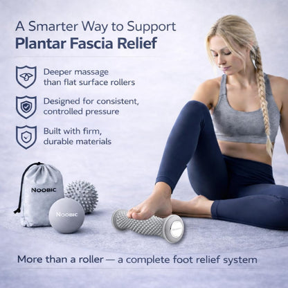 Foot Roller for Plantar Fasciitis Pain Relief – Deep Tissue Foot Massage Kit for Arch & Heel Pain, Includes Lacrosse & Spiky Massage Ball