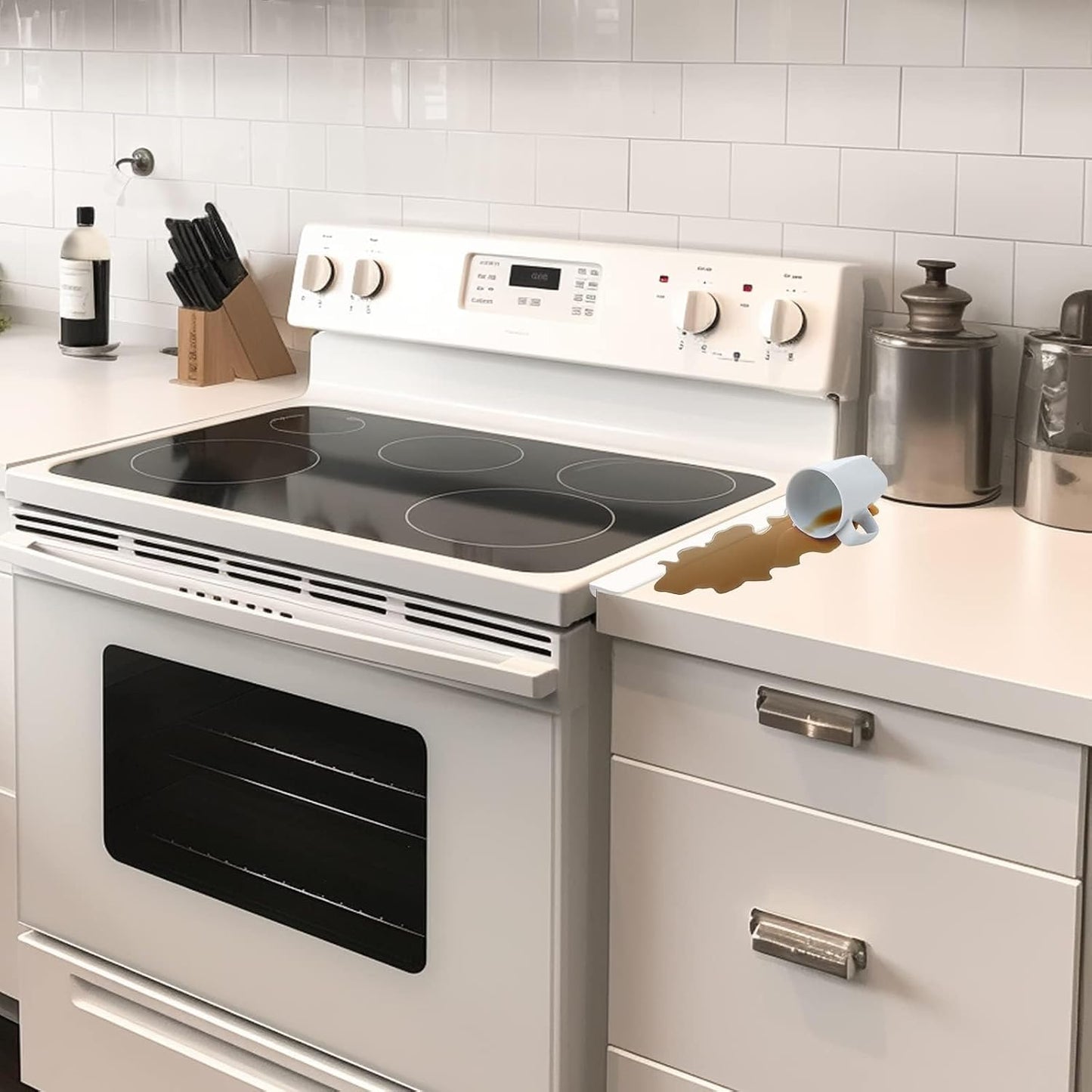 Stove Cover, Stove Guard, Stainless Steel Stove Gap Covers, Heat Resistant & Easy to Clean Stove Counter Gap Cover, Kitchen Stove Counter Gap Cover Eliminates Gap Between Counter & Appliances (2 pcs)