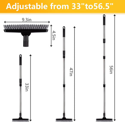 2 Pack Grout Brush with Long Handle, 56.5'' Swivel Grout Cleaning Brush,V-Shape Grout Scrub Brush, Extendable Handle Grout Cleaner Brush for Tile Floors，Bathroom,Baseboard,Shower,Corner