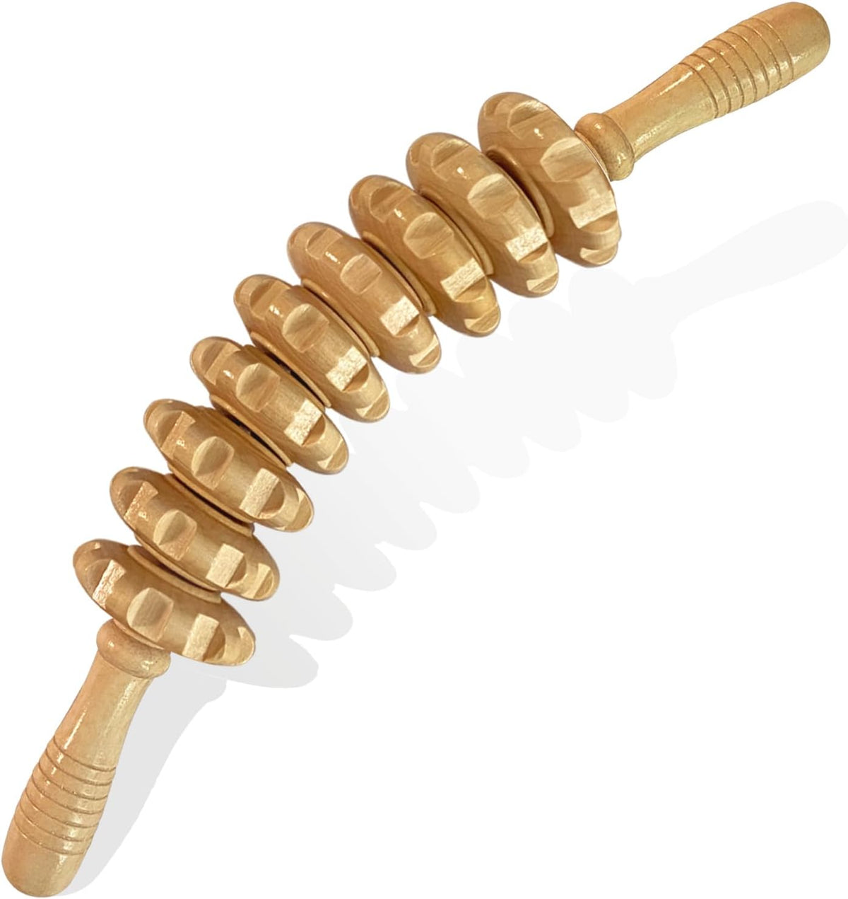 Wooden Massager Handheld Roller Trigger Point Massager Stick for Fascia, Cellulite, Muscle & Abdomen , Body Therapy Massager, Muscle Belly Relief Tool…