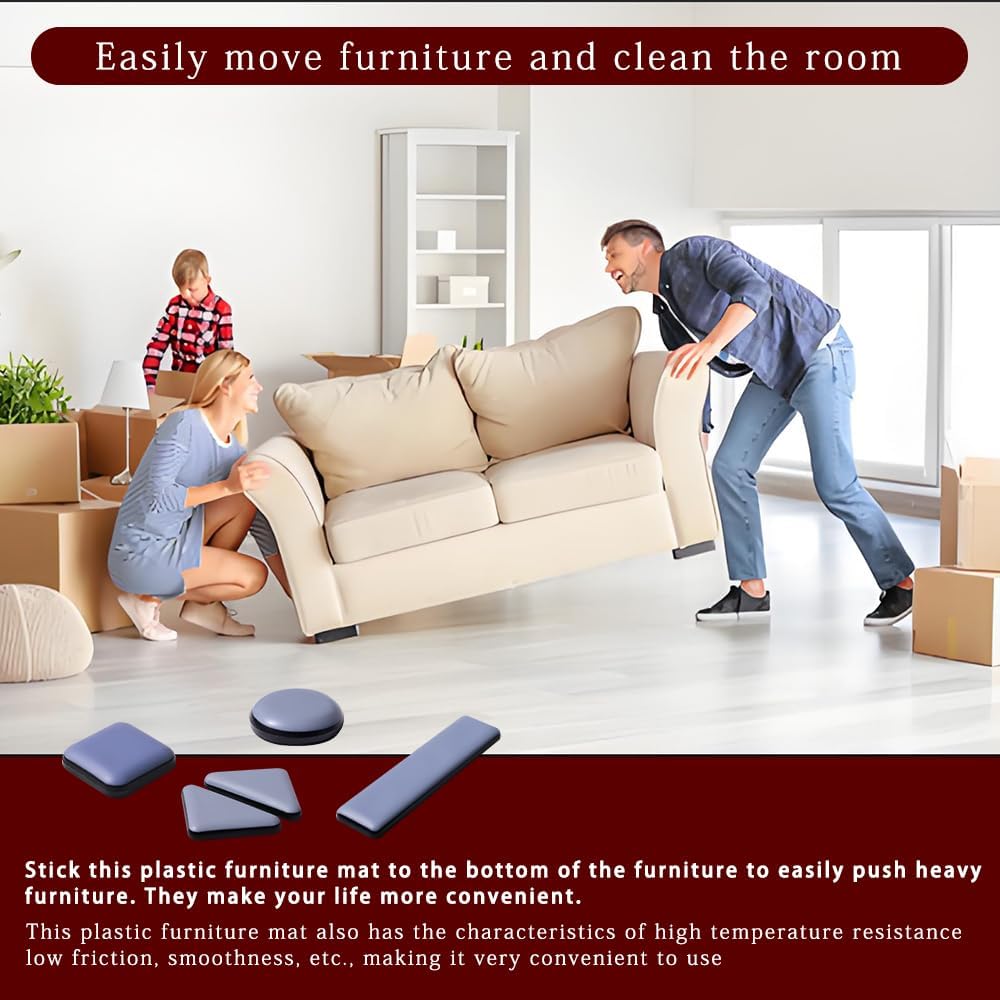 Furniture Sliders for Carpet and Hardwood Floors Adhesive Furniture Glides Self-Stick Furniture Sliders Pads (rectangular25*100mm,8)