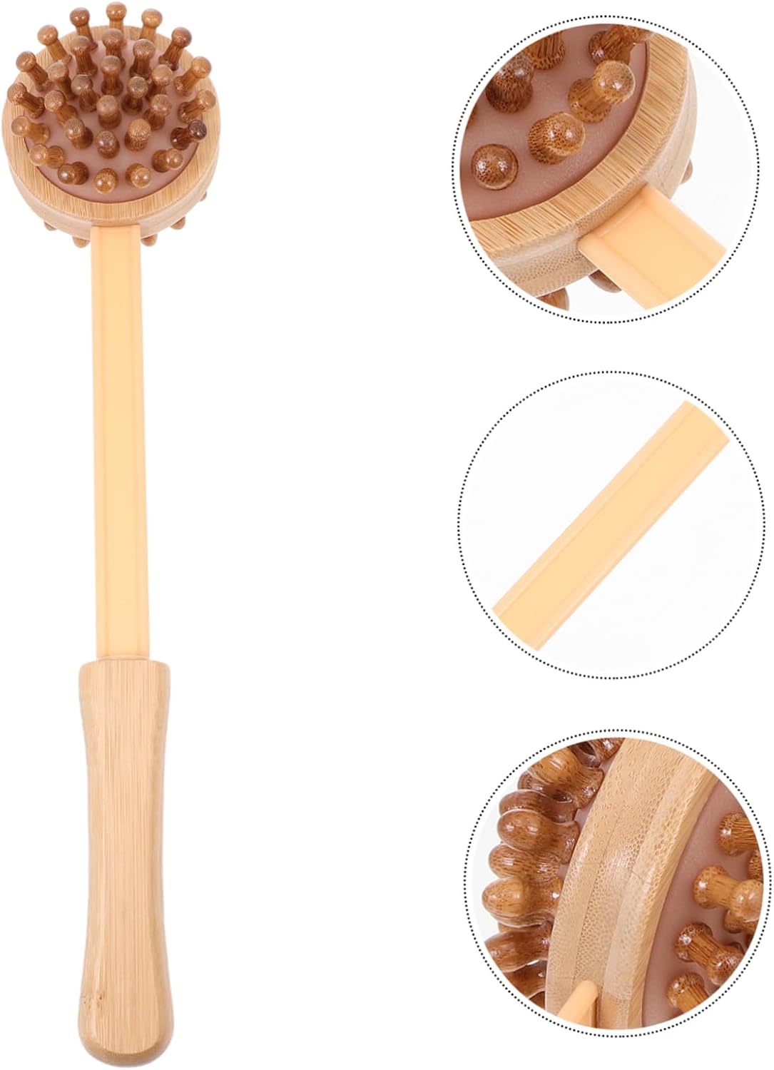 Bamboo Massage Hammer Handheld Wood Massager for Neck Shoulder Back Acupoint Therapy with Ergonomic Handle for Muscle Relief and Relaxation