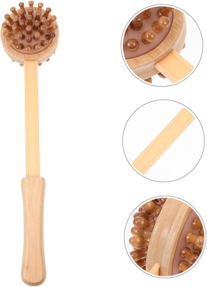 Bamboo Massage Hammer Handheld Wood Massager for Neck Shoulder Back Acupoint Therapy with Ergonomic Handle for Muscle Relief and Relaxation