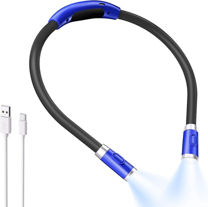 LUXJET Neck Reading Light & Book Light for Reading in Bed - Hands Free, 3 Colors & 6 Brightness Levels, 360° Flexible Arms, 80-Hour Rechargeable - Reading, Knitting, Camping, Repairing