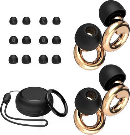 JUSTRVN Ear Plugs for Sleeping,2 Pairs of Stylish Reusable Noise Reduction Earplugs with 8 Pairs Tips & case,Hearing Protection Earplugs for Concert,Travel,Work,Live Events - 25dB-30dB