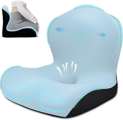 Seat Cushion for Office Chair and Car, L-Shaped Ergonomic Car Seat Cushions, Memory Foam Chair Cushion, Lumbar Support Pillow for Wheelchair, Car, Home, Office, Desk, Black