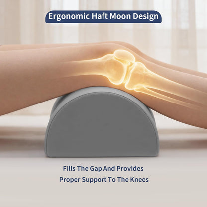Knee Pillow for Back Sleeping - Half Moon Bolster Pillow for Legs - Cooling Under Knee Pillow for Sleeping on Back, Leg Support, Foot Elevation (Misty Blue)