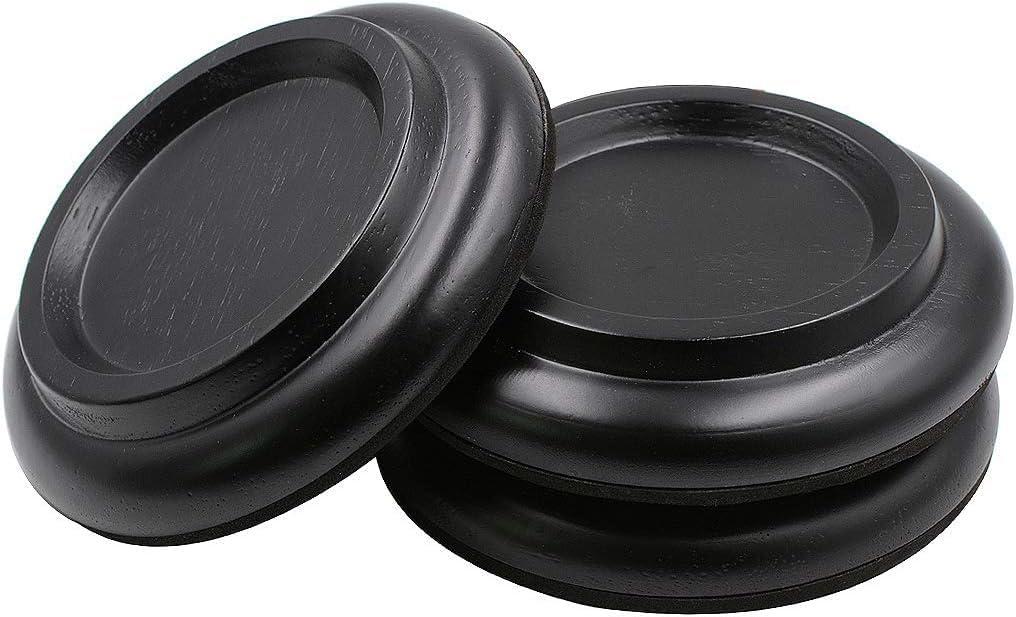 Piano Caster Cups Grand Piano Caster Cups Piano Leg Hardwood Cups Pads for Grand Piano (Wood Black, Set of 3)