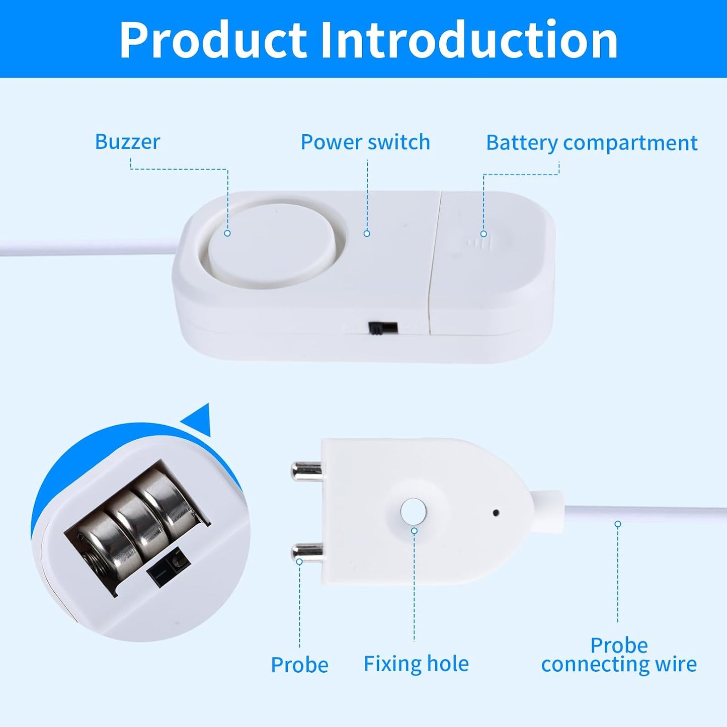 Smart Water Leak Detector, 120dB Adjustable Alarm Suit for Home，Water Sensor for Basement, Water Leak Alarm,3 PCS