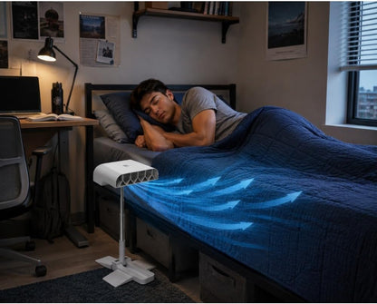 Rechargeable Cooling Bed Fan Under Sheets,Under Sheet Bed Cooling Fan for Hot Sleepers & Night Sweats,Fits all Mattress Heights,Adjustable Beds Coolings System with 5 Speeds and Remote (White)