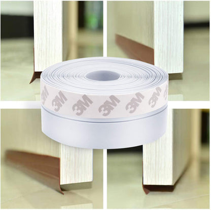 TAROSE Weather Stripping Door Seal, 33 Feet Long Transparent (Width 25mm) | Shower Door Seal Strip, Adhesive Silicone Tape, Door Draft Stopper, Blocks Drafts and Noise, for Doors & Windows