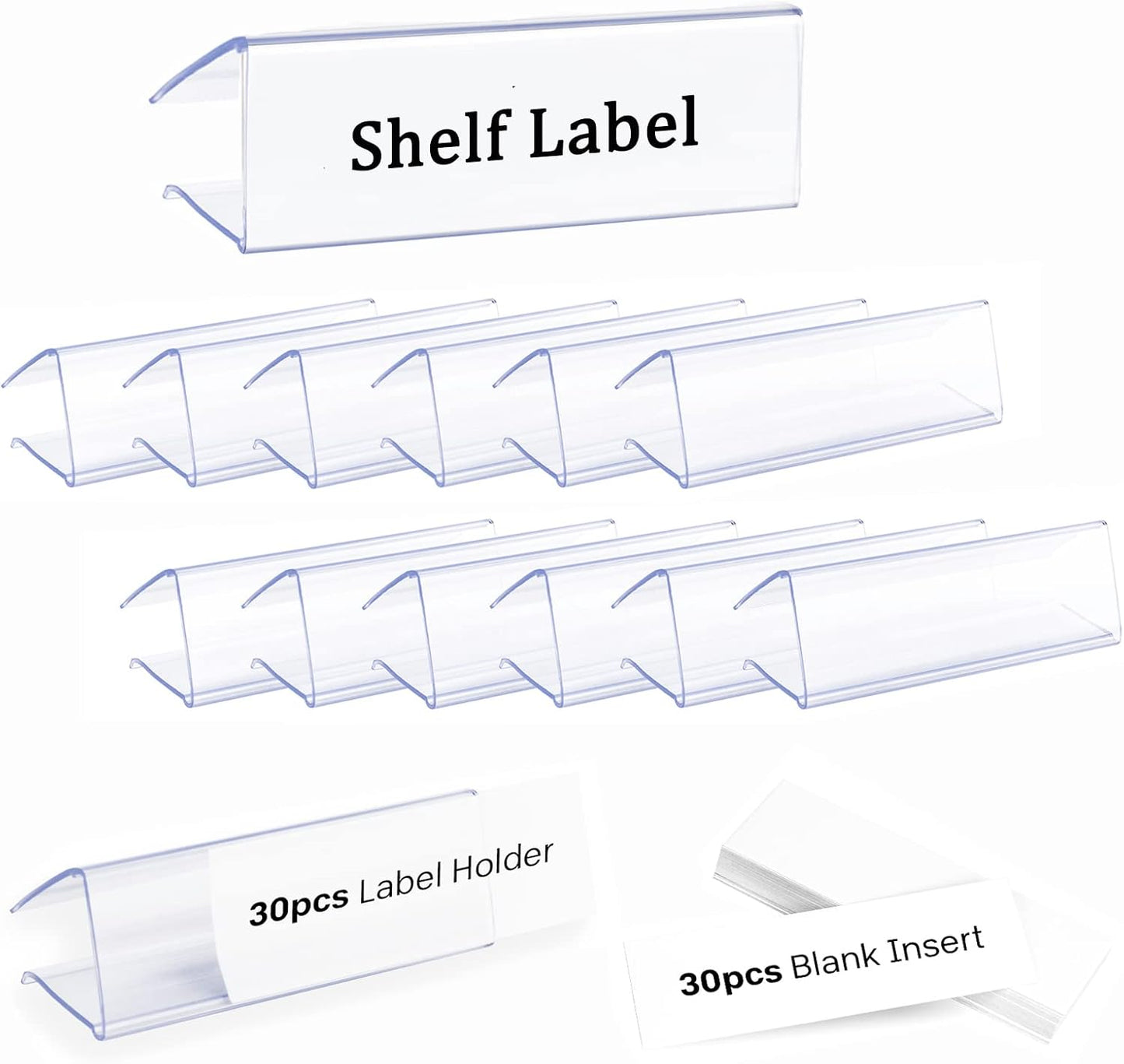 50pcs Labels for Storage Bins Plastic Label Clip, Basket Labels Clip On Wire Shelf Price Label Holder Merchandise Sign Display Holder, 50pcs Label Insert Included (6x4cm)