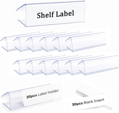 50pcs Labels for Storage Bins Plastic Label Clip, Basket Labels Clip On Wire Shelf Price Label Holder Merchandise Sign Display Holder, 50pcs Label Insert Included (6x4cm)
