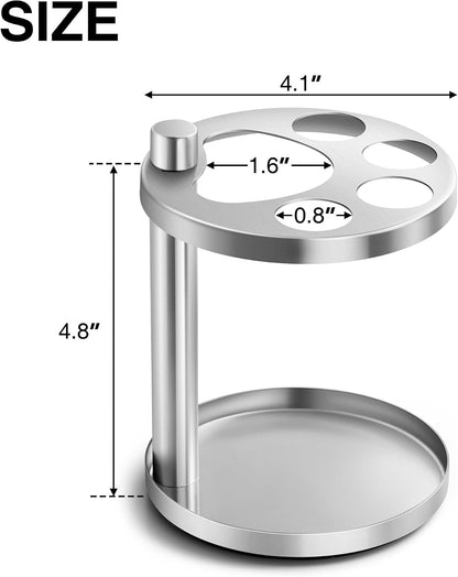 Metal Toothbrush Holder Stand for Bathroom: Stainless Steel Ventilated Organizer with Slots for Electric Toothbrushes, Toothpaste, Razors & Small Comb, Unique Footprint Base Design, Black