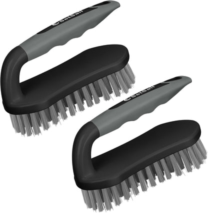 SetSail Scrub Brush, Heavy-Duty Scrub Brushes for Cleaning with Stiff Bristles Cleaning Brush for Shower, Bathroom, Carpet, Kitchen and Bathtub Scrubber - 2 Pack | Durable Bristles Ergonomic Non-Slip Tpr Grip. U-Style Hanging Loop for Storage. Use for