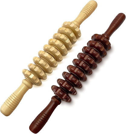 Wooden Massager Handheld Roller Trigger Point Massager Stick for Fascia, Cellulite, Muscle & Abdomen , Body Therapy Massager, Muscle Belly Relief Tool…