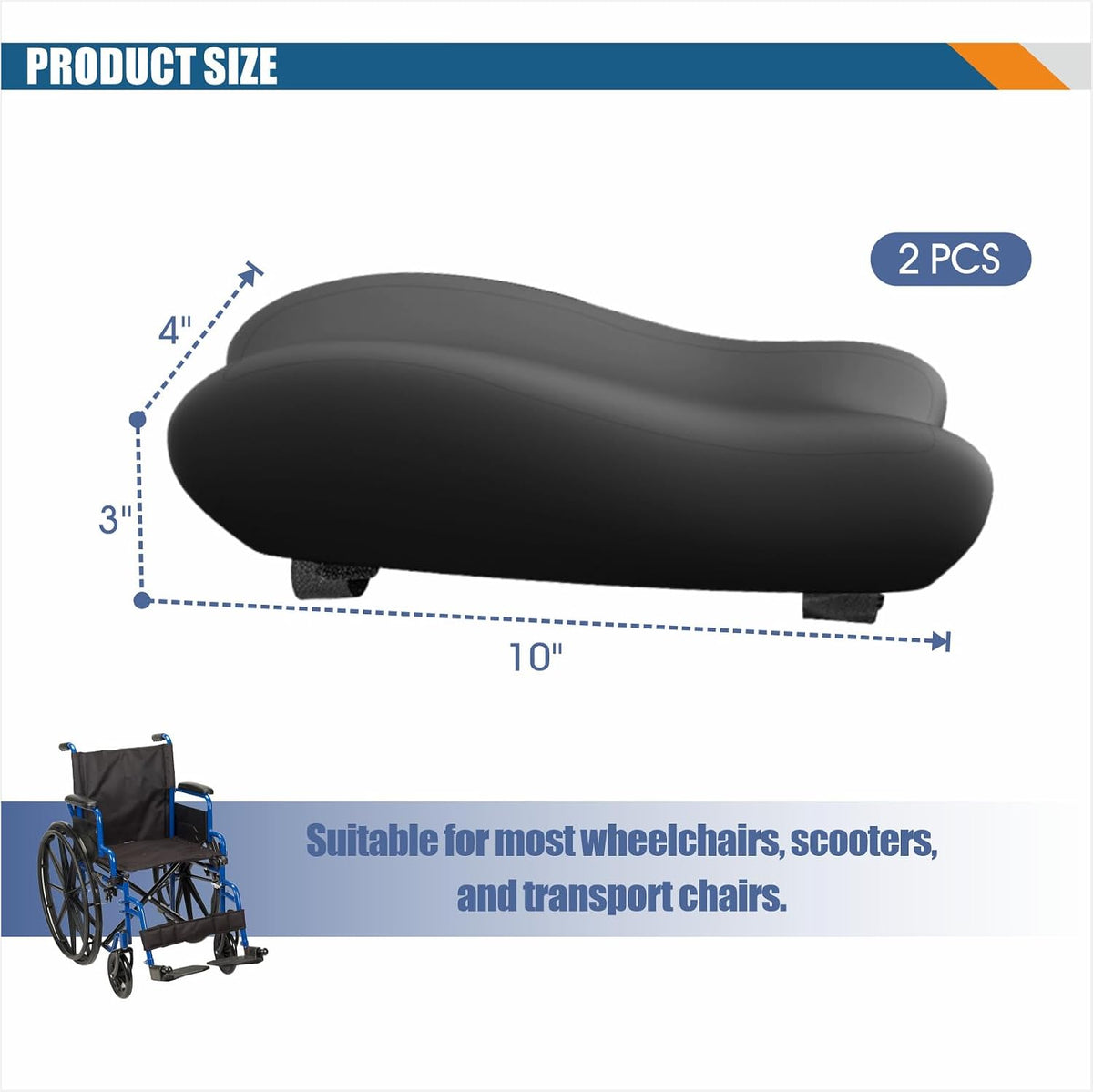 EDWERD Elderly Wheelchair Armrest Pad - Mobility Scooter Elbow Pillow Tray Soft Cushion Memory Foam Arm Stabilizer Accessories, 1PCS
