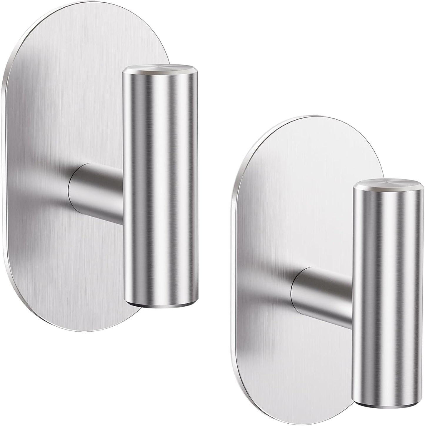 Aikzik Adhesive Towel Hooks - 4 Pack 26LB Extra Strong Heavy Duty Wall Hooks for Bathroom/Shower Door Hanging Coat, Robe, Towel, Dogs' Leads and Collars (Matte Black, Stainless Steel)