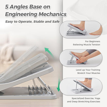 Keep Compact Slant Board for Calf Stretching, 5-Level Adjustable ABS Incline Board, Portable Foot Stretcher for Ankle Mobility, Yoga & Home Fitness, Women Teens Beginners