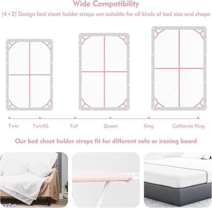 Bed Sheet Holder Straps, 4+2 Pcs Adjustable Mattress Sheet Clips