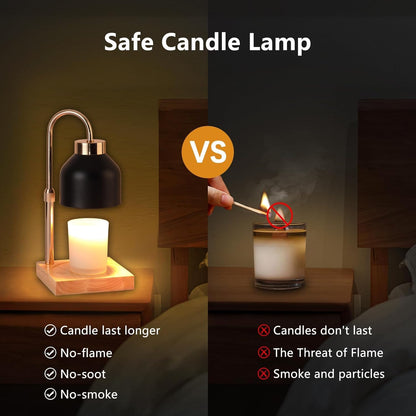 ANFOOS Candle Warmer Lamp with Timer and Dimmer, Adjustable Height Flameless Wax Melter for Jar Candles, 4-Level Brightness Control Electric Candle Warmer with 2 Bulbs, Home Decor Gift